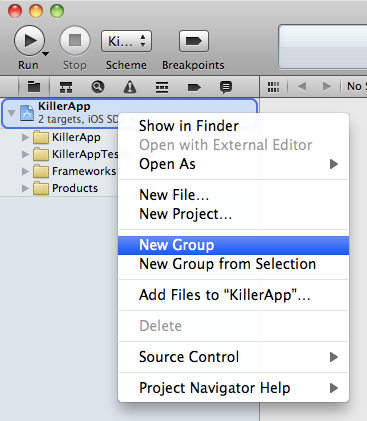 XCode 4 Add New Group